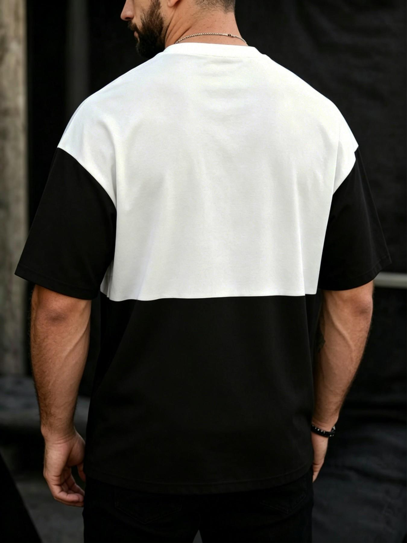 Colorblock Design Pajama Set, Breathable Comfort T-Shirts, Men & Women Casual Streetwear, Loose-Fit All-Season Sleepwear