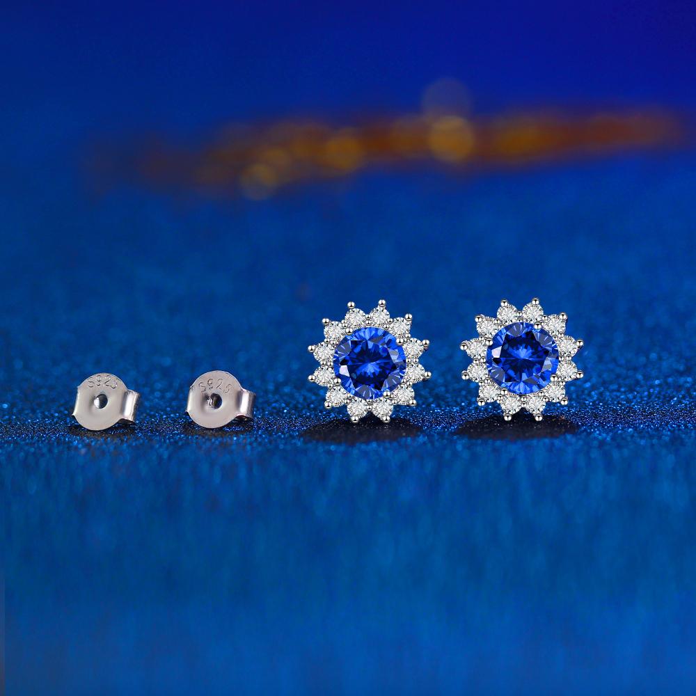 925 Sterling Silver Women'S Fashion Earrings Hypoallergenic Sparkling Purple 8MM Synthetic Zirconia Snowflake Shape Earrings for Women Romantic And Elegant Style Daily Wear Valentine'S Day Wedding Decoration Jewelry Gift Sunflower Design Fashionable Cute