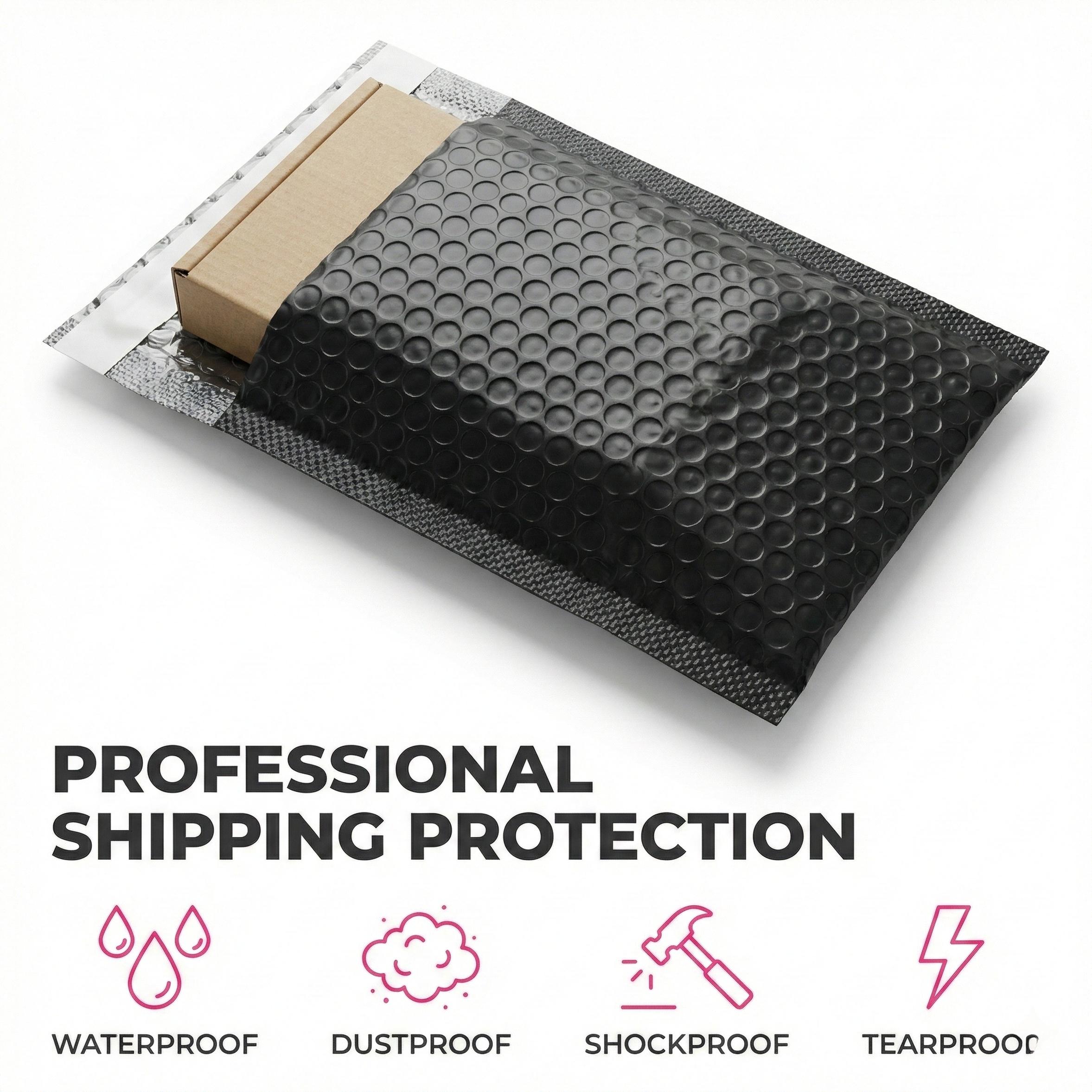 50/100 Pcs 5.1x9.8 Inch Opaque Poly Bubble Mailers, Waterproof Self Sealing Cushioning Padded Shipping Bags, Shockproof Privacy Protection Mailing Packaging Supplies