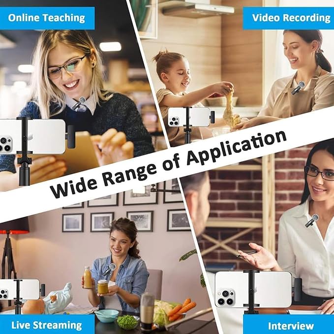 Professional Wireless Microphone for iPhone, iPad, Android Phone, Mini Microphone, Wireless Lapel Mic for Video Recording, Interview Podcast Vlog YouTube Tiktok for Content Creators