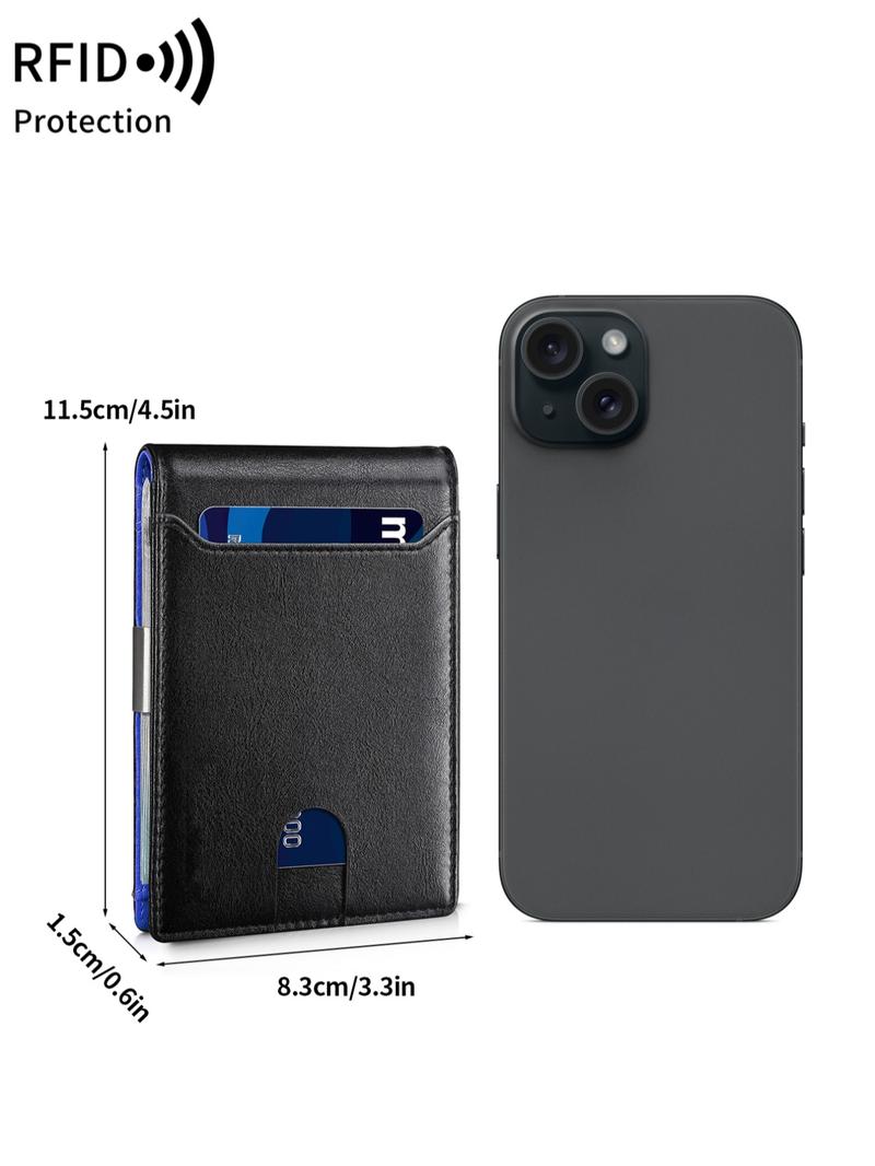 Men's Business Minimalist Fashion Durable Bifold Wallet, Simple Plain Thin Multifunction Credit Card Holder, Trendy Rfid Wallet for Work & Daily Use As Gift for Men