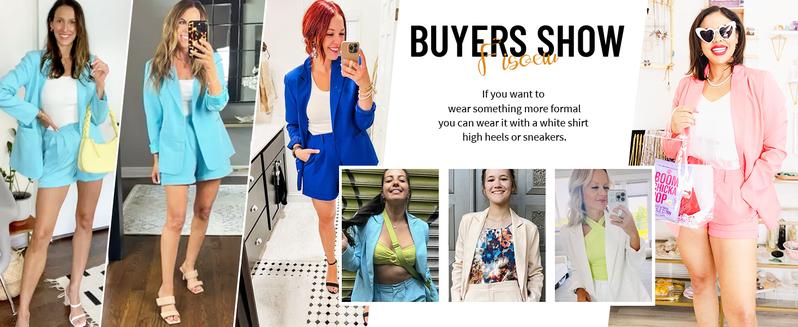 FMEYOA Women's 2 Piece Open Front Long Sleeve Blazer and Solid Short Pants Suit Sets