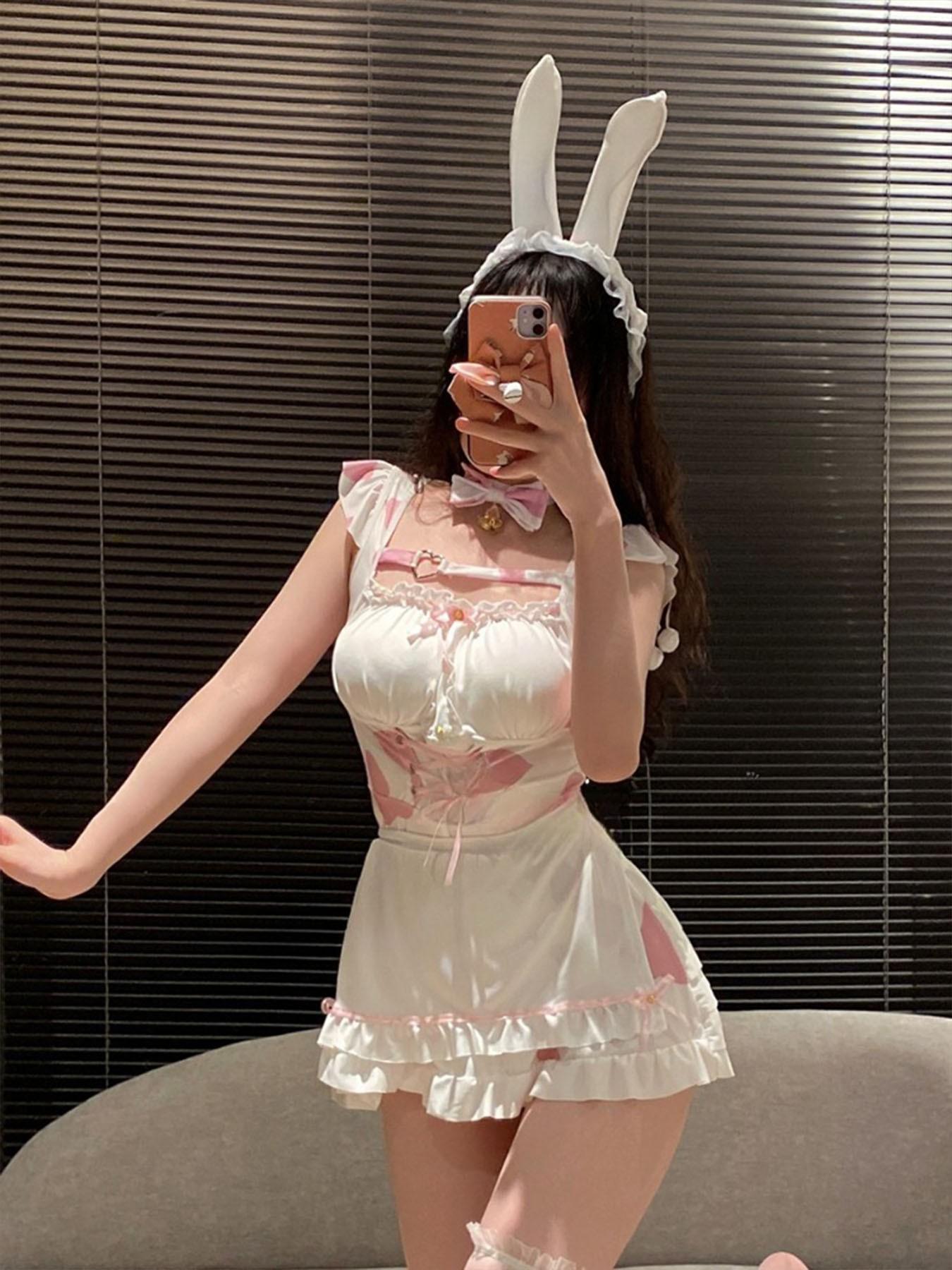 Maid Costume Sexy Waitress Outfit Bunny Girl Cosplay Uniform for Women  Nightclub Party Sleeveless Dress Role Play Lingerie Set Sexy Halloween  Costume Sexy Bunny Outfit