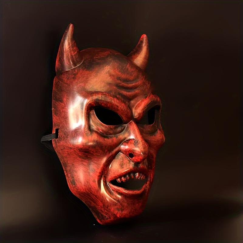 Vintage-Inspired Devil Mask, Bloody & Artisan Crafted, Horned Horror for Halloween Dress Up, Unleash Your Inner Demon