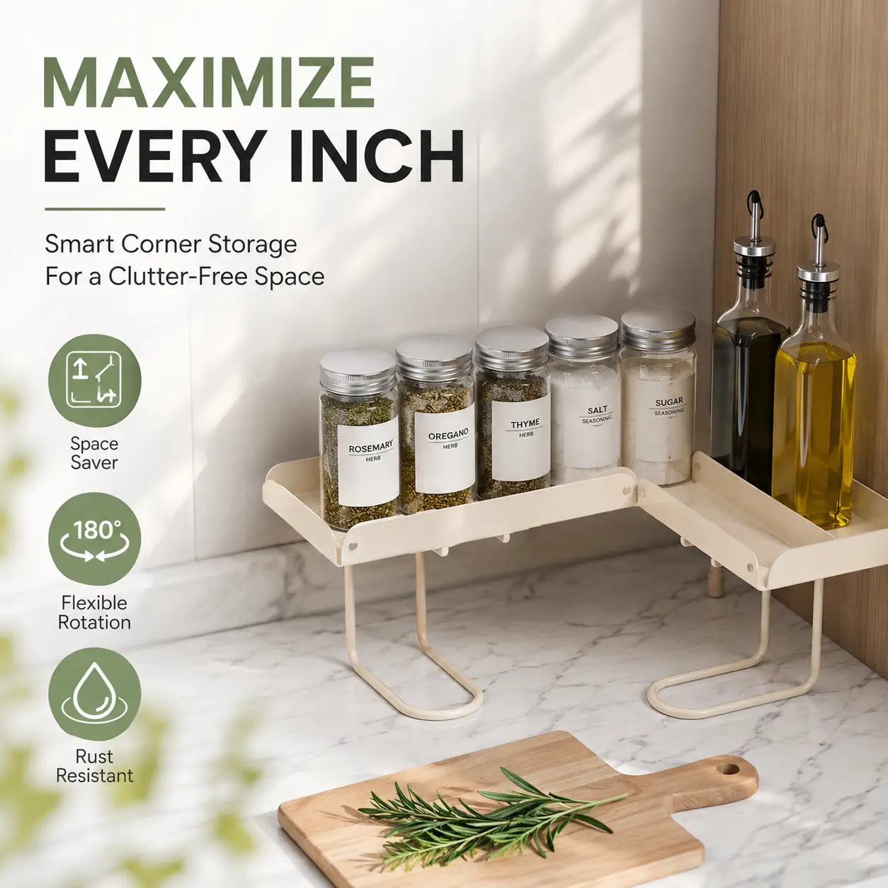 Steel Foldable Shelf Organizer for Homeowners - No-Drilling Over-Faucet Caddy with Adjustable Legs, Collapsible Bathroom Vanity & Kitchen Counter Storage Rack, Easy-Drain, Wipe Clean with Damp Cloth-YY2
