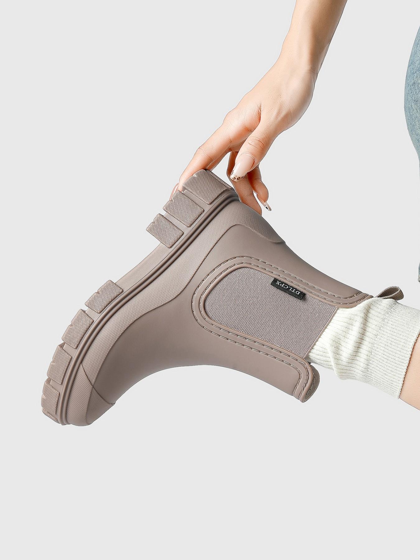 Women's Fashionable Waterproof Non-slip Rain Boots, Casual Comfortable Slip-on Boots, Perfect for Students and Outdoor Sports, Daily Wear Boots, Slip Resistant Boots, Round Toe Boot, Waterproof Footwear