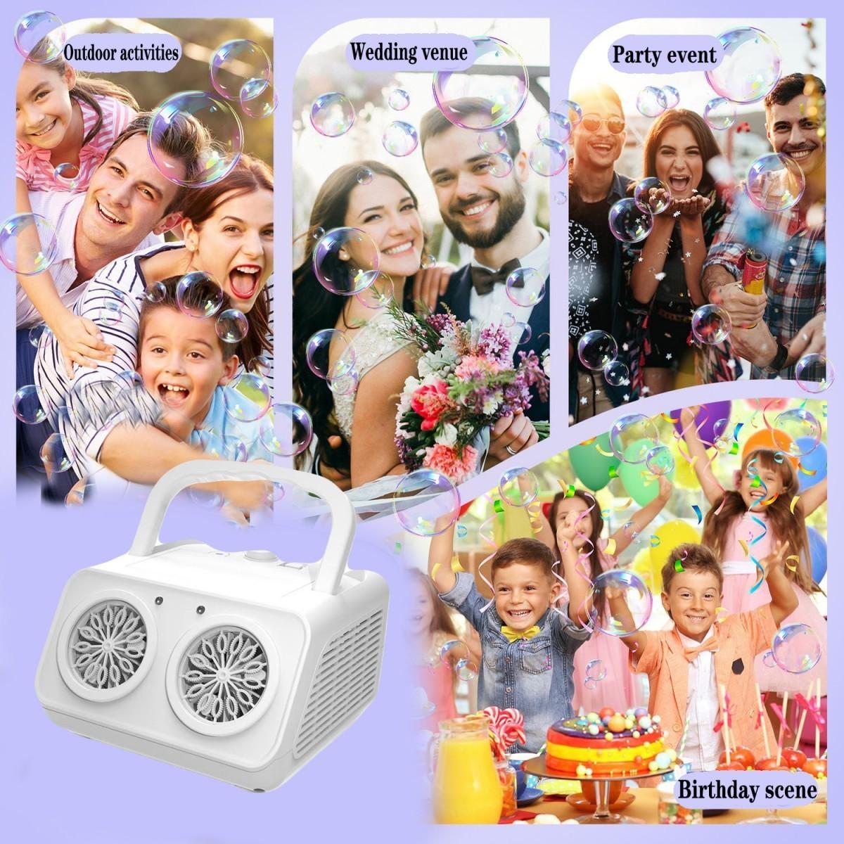 Electric Stage Bubble Machine with Ambient Lighting, Dual Fans, 20000+ Bubbles/minute, Ideal for Parties, Weddings, Holidays