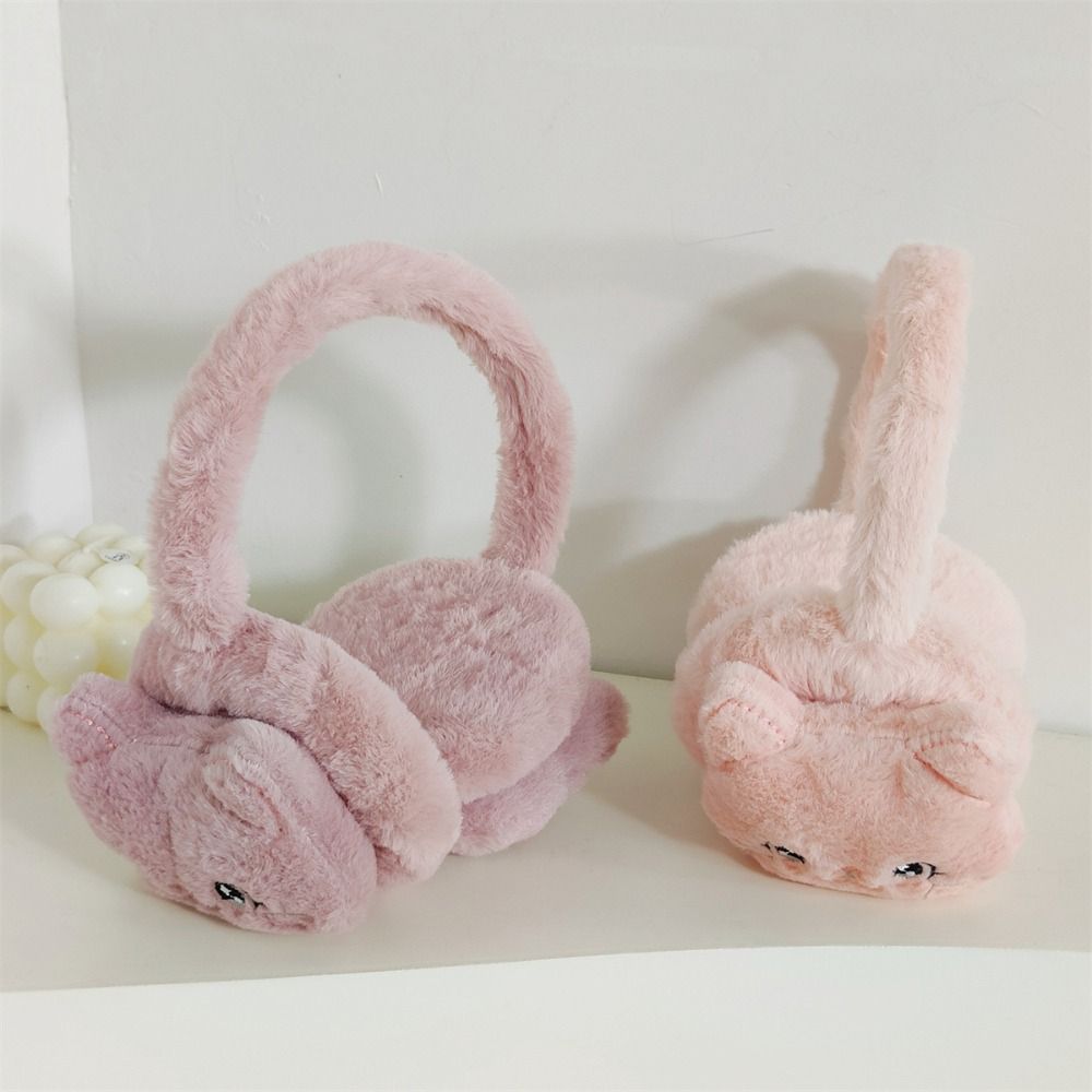Cute Cartoon Cat Earflap Coldproof Thicken Ear Cover Soft Warm Plush Earmuffs for Women Girls