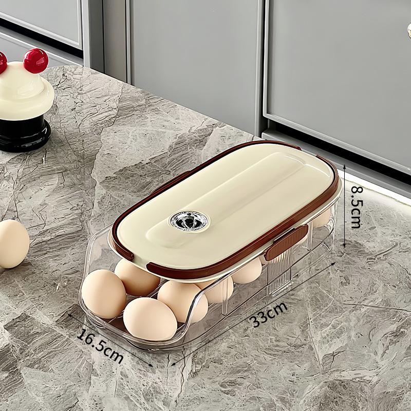 Single Layer, Dual Layer, Triple Layer Kitchen Home Egg Box Transparent Dual Layer Slide Rolling Egg Holder Refrigerator Side Door Handheld Egg Storage Box