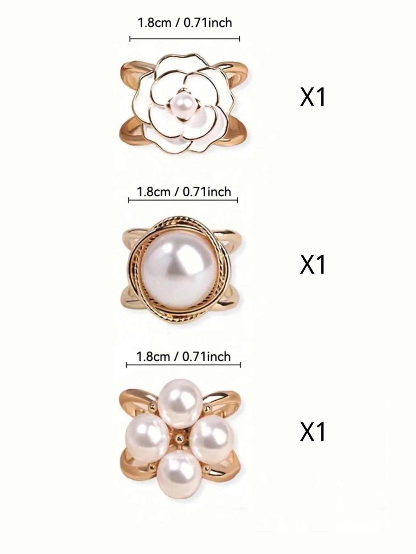 Elegant Faux Pearl Scarf Clips Set, Versatile Design for Daily Wear, Perfect Accessory for Women, Pack of Three