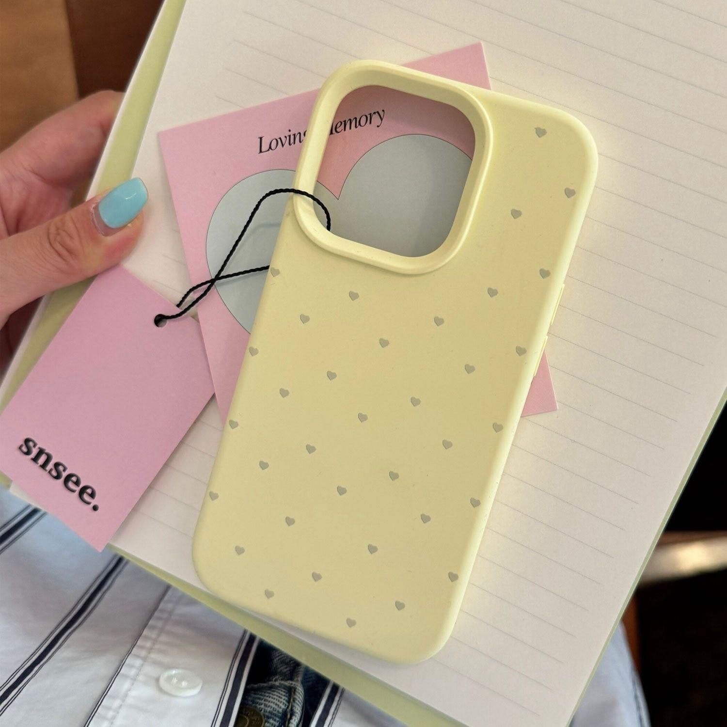 Macaron-Color Liquid Silicone Heart Cellphone Case - Soft TPU Protective Shockproof Cover for iPhone Series (11/12/13/14/15/16/17 Pro/Pro Max/Plus) with Pumpkin, Drink Patterns - Fashion Trendy Gift, Phone Accessories for Note11Pro, Devices