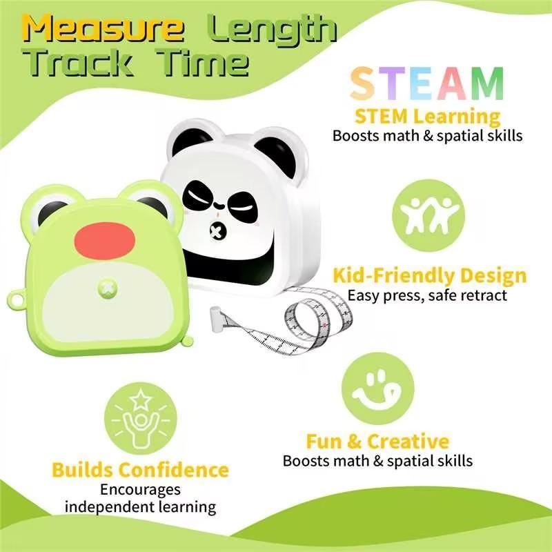 Tape Measure, Stem Education Tool with Timer, Adjustable Design, DIY Assembly Toy, Safe for Kids Aged 3+, Gift for Boys and Girls