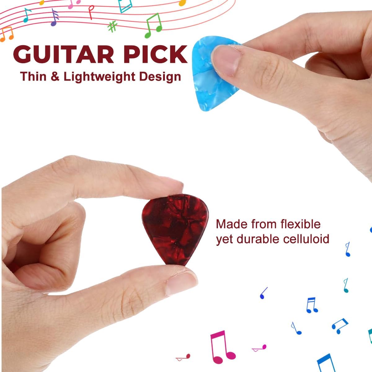 20 count 0.75mm Guitar Picks Guitar Plectrums Celluloid Pick for  Acoustic Guitar Bass and Electric Guitar