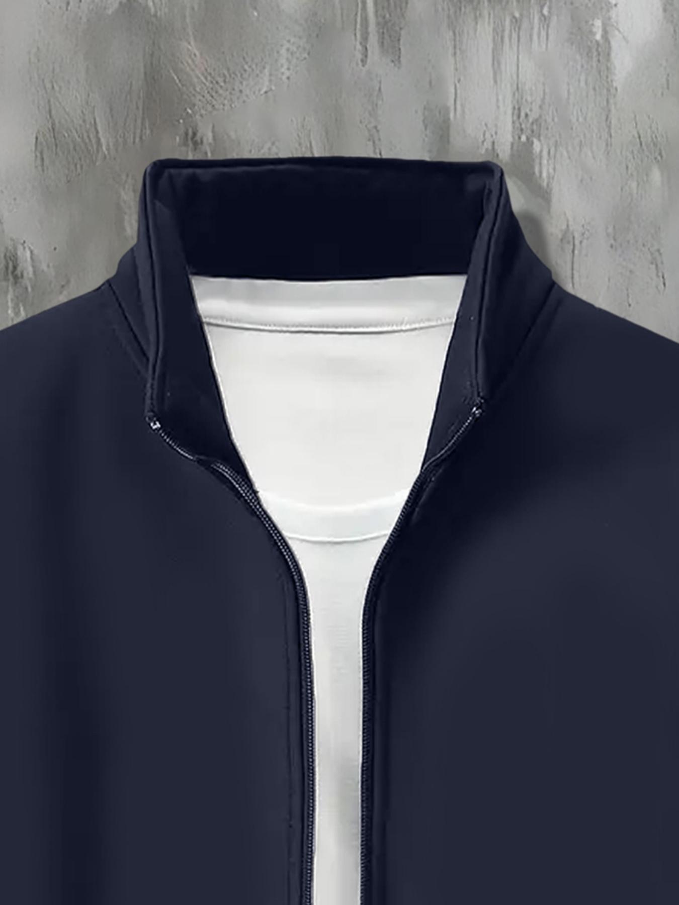 Men's Spring Summer Lightweight Stand Collar Long Sleeve Casual Jacket, American Flag Cross Faith Print, Dual Zipper Pockets, Daily Commute Outdoor Wear