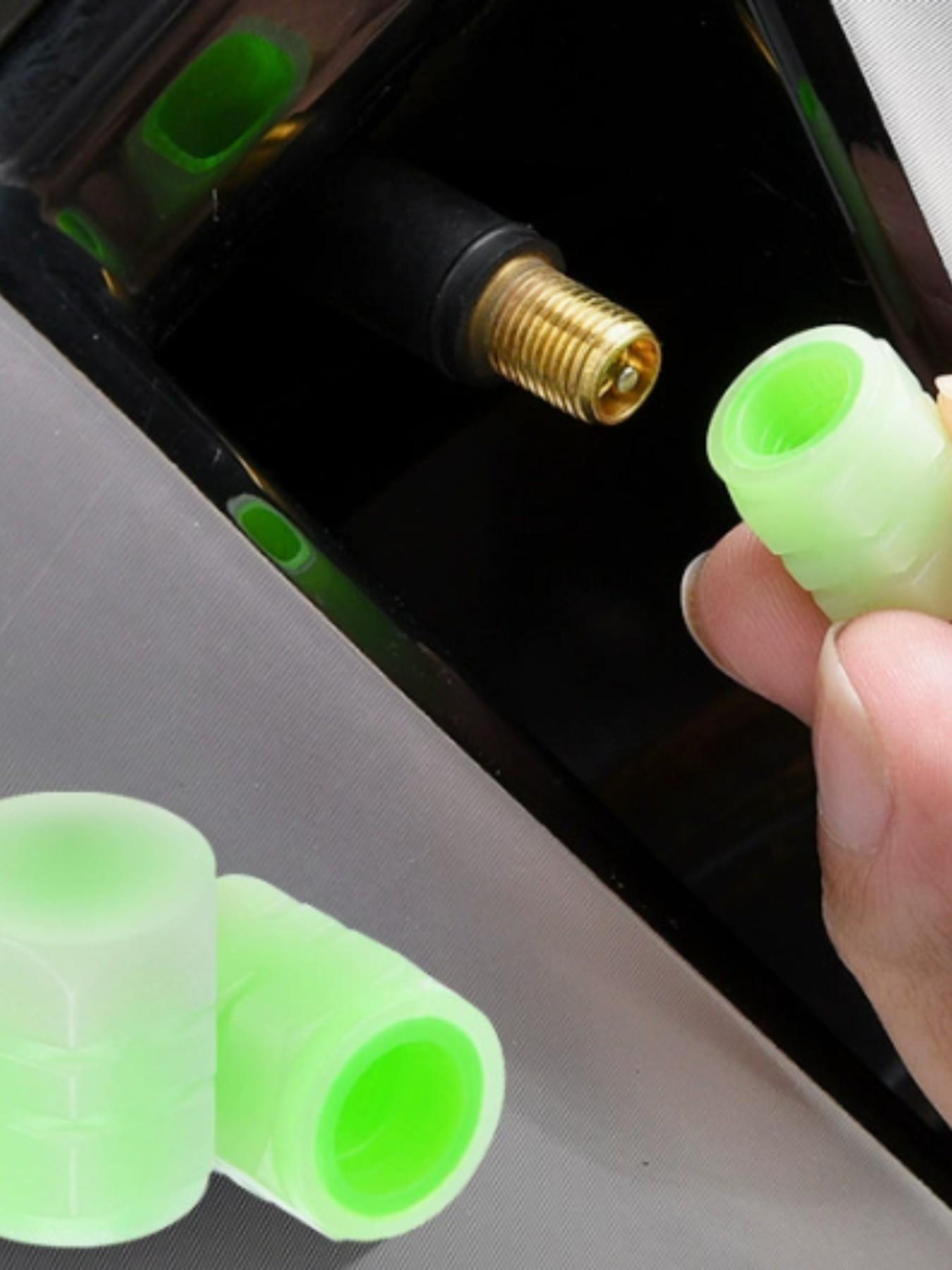 Car Glow Valve Stem Caps Creative Car Tire Glowing Valve Stem Caps, Night Light Tire Accessories, Stylish and Durable Design