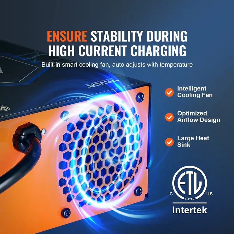 VEVOR 45A RV Power Converter Battery Charger, 110V/120V AC to 12V DC, 4-Stage Smart Charging, 13.0-16.5V Adjustable Operating Range, 30Ah-50Ah Compatible, for Lithium/Lead Acid Batteries, ETL Listed, Advanced Protection, Backup Fuse, Ideal for Road Trips