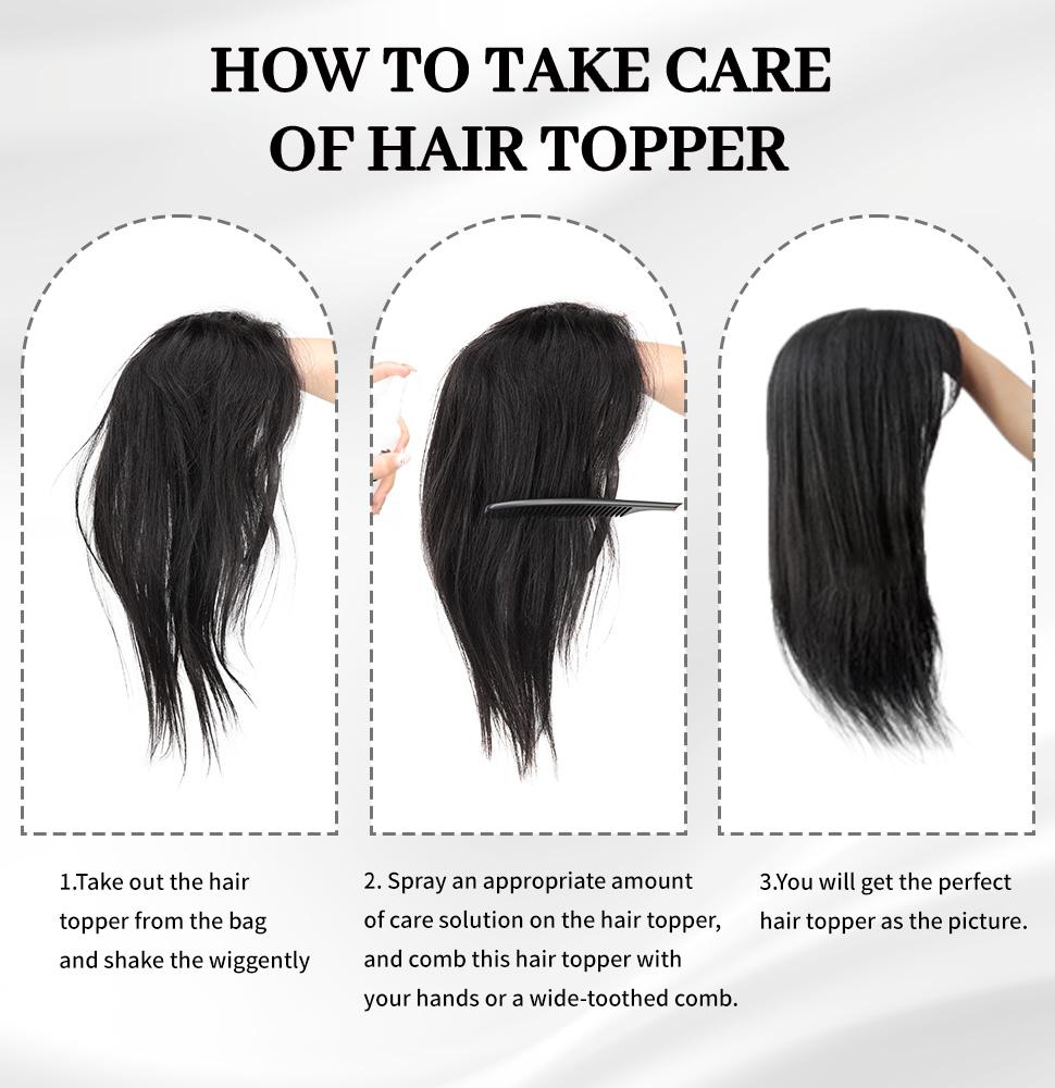 Human Hair Toppers for Women 14 inch Real Hair Topper Natural Breathable Invisible Hair Piece for Daily Party Use