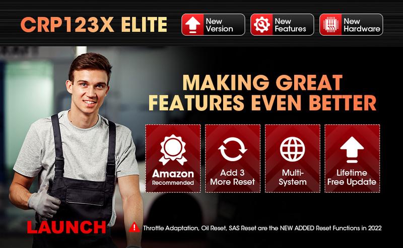 LAUNCH OBD2 Scanner CRP123X Elite, Lifetime Free WiFi Update scan Tool, FCA SGW, SAS Calibration/Throttle Reset/Oil Reset Diagnostic Scanner, Multi Systems Car Scanner, Battery Test, Auto VIN