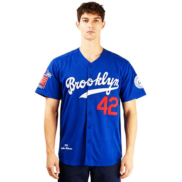 Men's Jackie Robinson #42 Legend star movie Jersey Blue White Retro Short Sleeves Button Down Baseball Jerseys Blue White Elastic fabric - delicate Embroidery retro sports style,Fashionable, Casual,loose front buckle baseball Shirt S-3XL Fan clothing