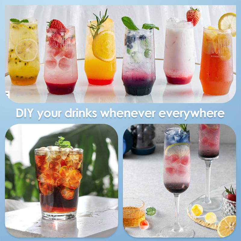 WIBIMEN Mini Ice Ball Trays (1") | 33 Balls x 2 Molds with Ice Bin & Scoop | Easy Release for Drinks & Parties Containers Silicone