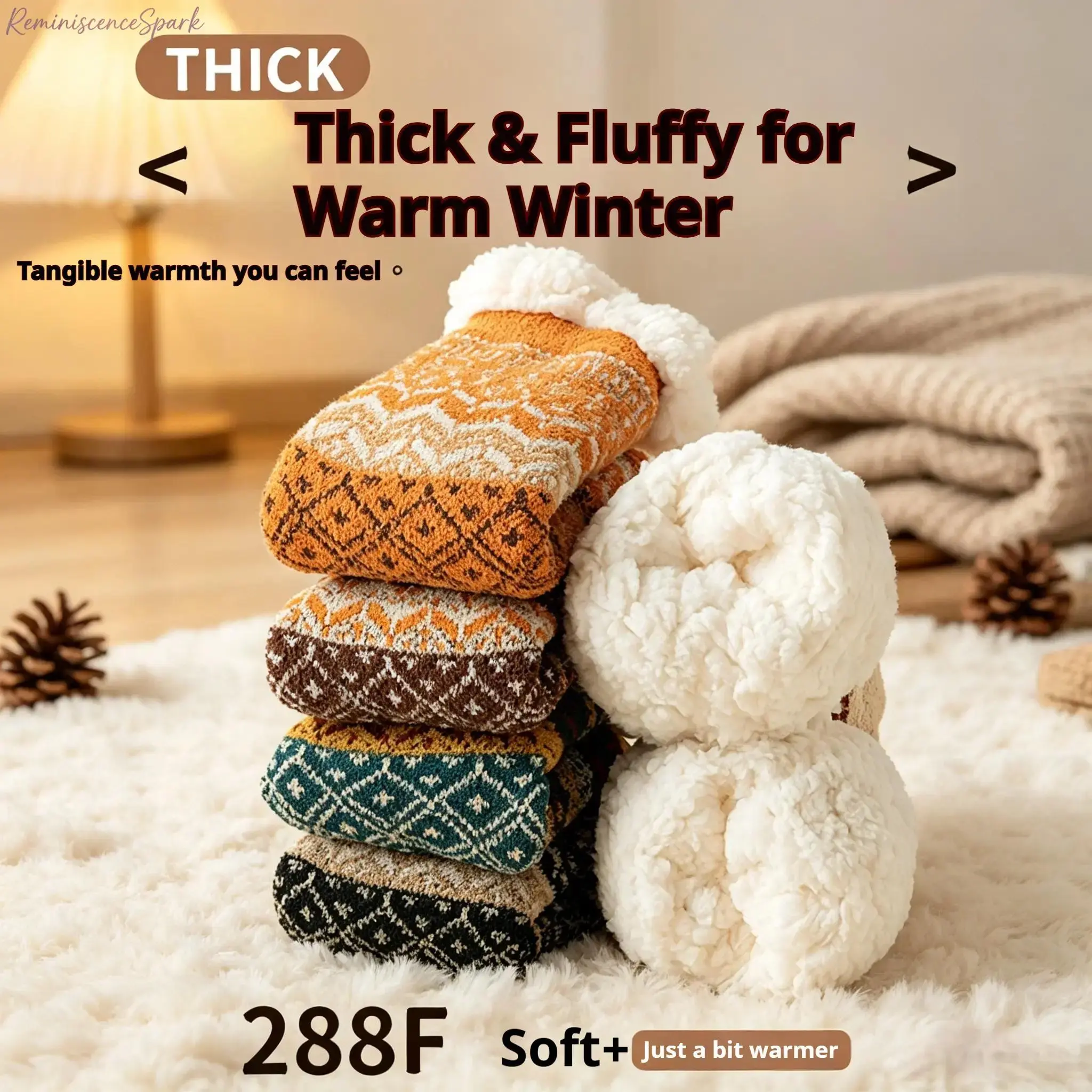 5‑Pack Women’s Ethnic‑Pattern Fleece‑Lined Mid‑Calf Socks, Thick Thermal Non‑Slip Hosiery with Silicone Sole Grips, Stretchy Multi‑Purpose Socks for Indoor Lounging, Light Sports, Home Relaxation & Cold‑Weather Daily Commuting