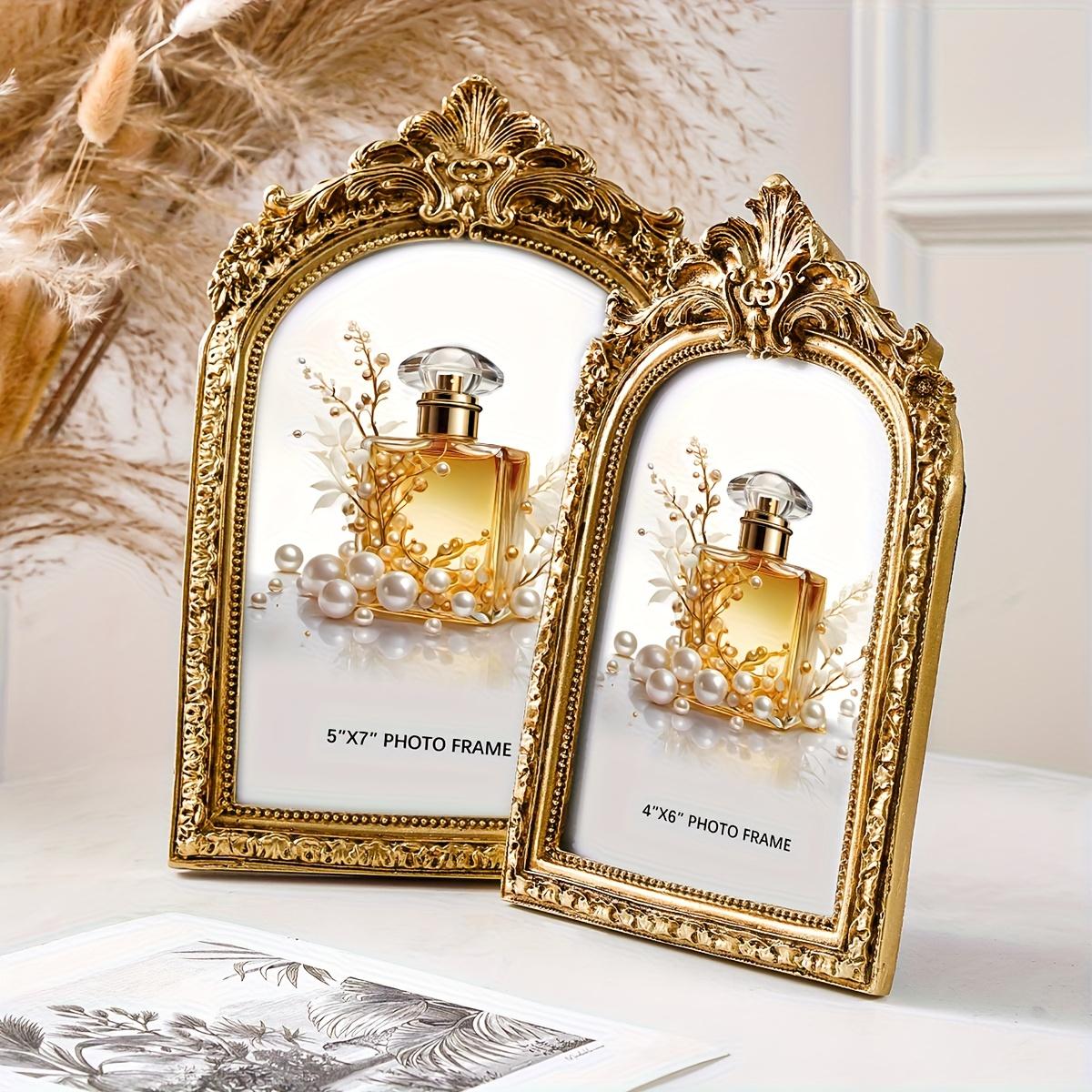 1PC European Vintage Gold Lace Arch Decorative Photo Frame with Random Inner Paper for Wedding Photography Display Home Decoration