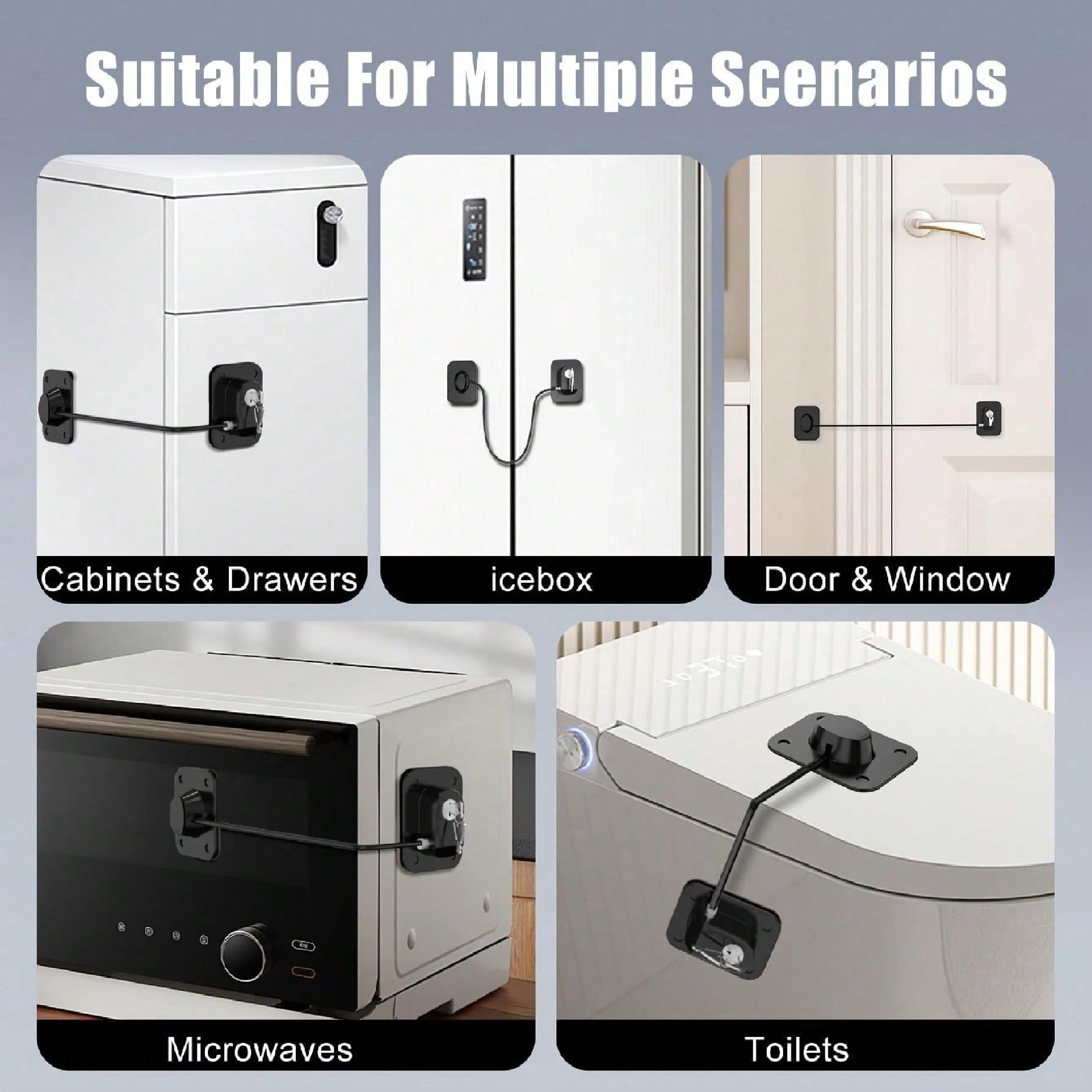 Versatile Refrigerator Locks with Keys, Easy Install Home Security Locks, Ideal for Kitchen Fridges, Cabinets, Drawers, Closets