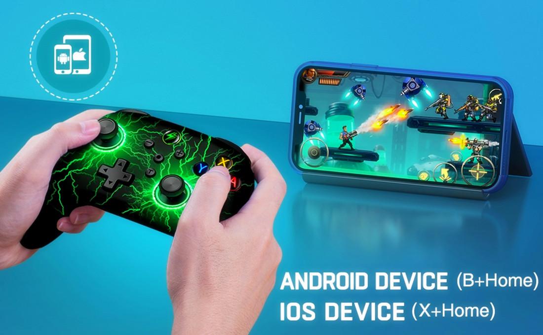 Wireless Switch Pro Controller for Switch Controller/Lite/OLED, LED Wired PC Game Joysticks-Wireless iOS/Android Remote, Switch Accessories Set Controller with Cool LightSkin