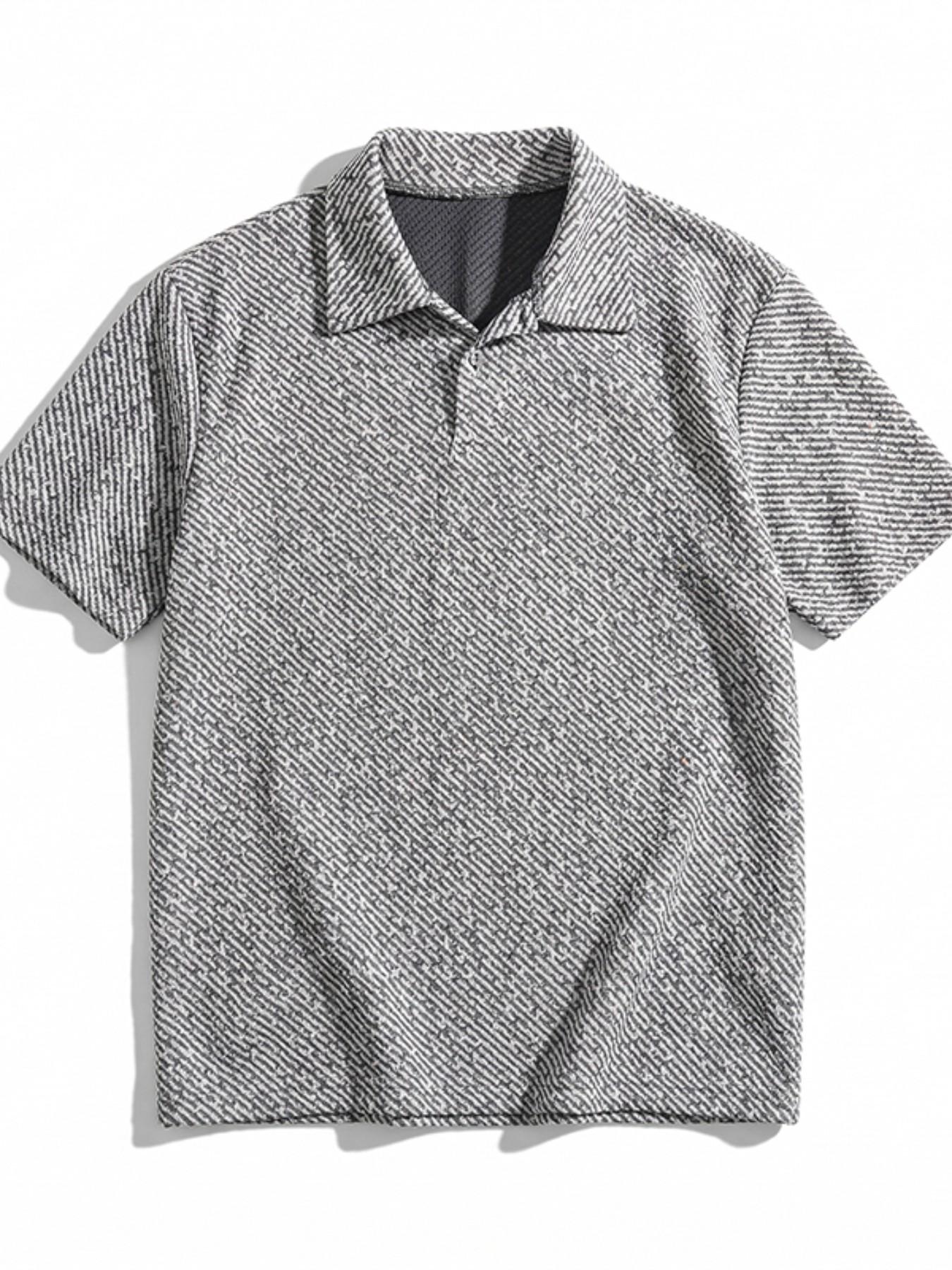 Men's Two-Piece T-Shirt Shorts Set, Collar Design, Embroidered Fashion Summer Wear, Casual Loose-Fitting Clothing