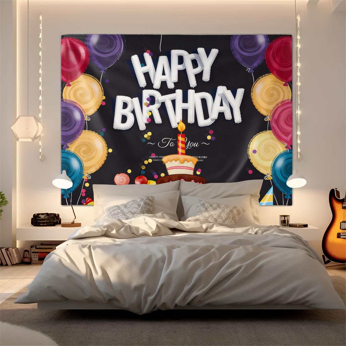 Joyful Birthday Party Theme Tapestry – Perfect Party Decor Gift ✨ Cake & Candy Print, Living Room Backdrop Decor, Maxes Out Birthday Gathering Vibe