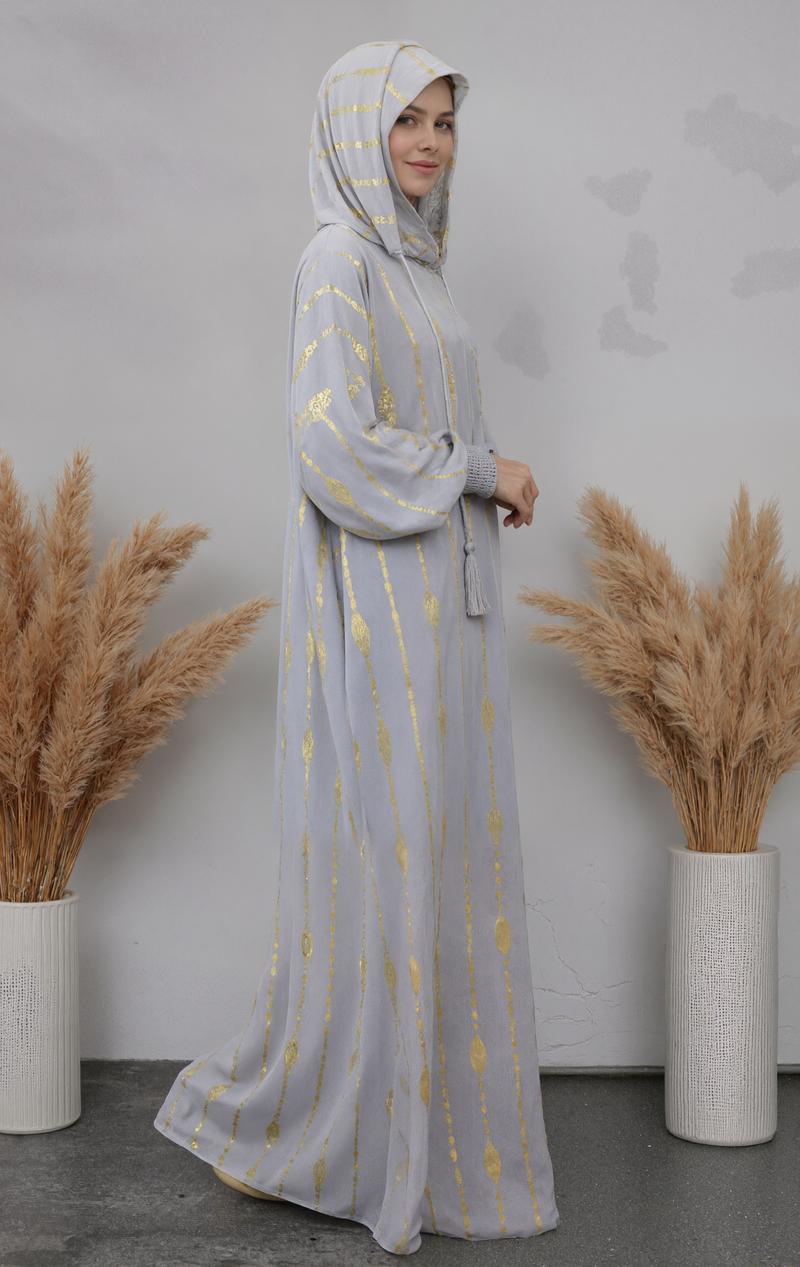 Islamic Abaya Kaftan Dress for Women 100% Cotton Soft Double Hat Cape Style Dubai Turkish Design Modest Outfit for Ramadan & Eid Loose Fit Modesty Muslim Clothing