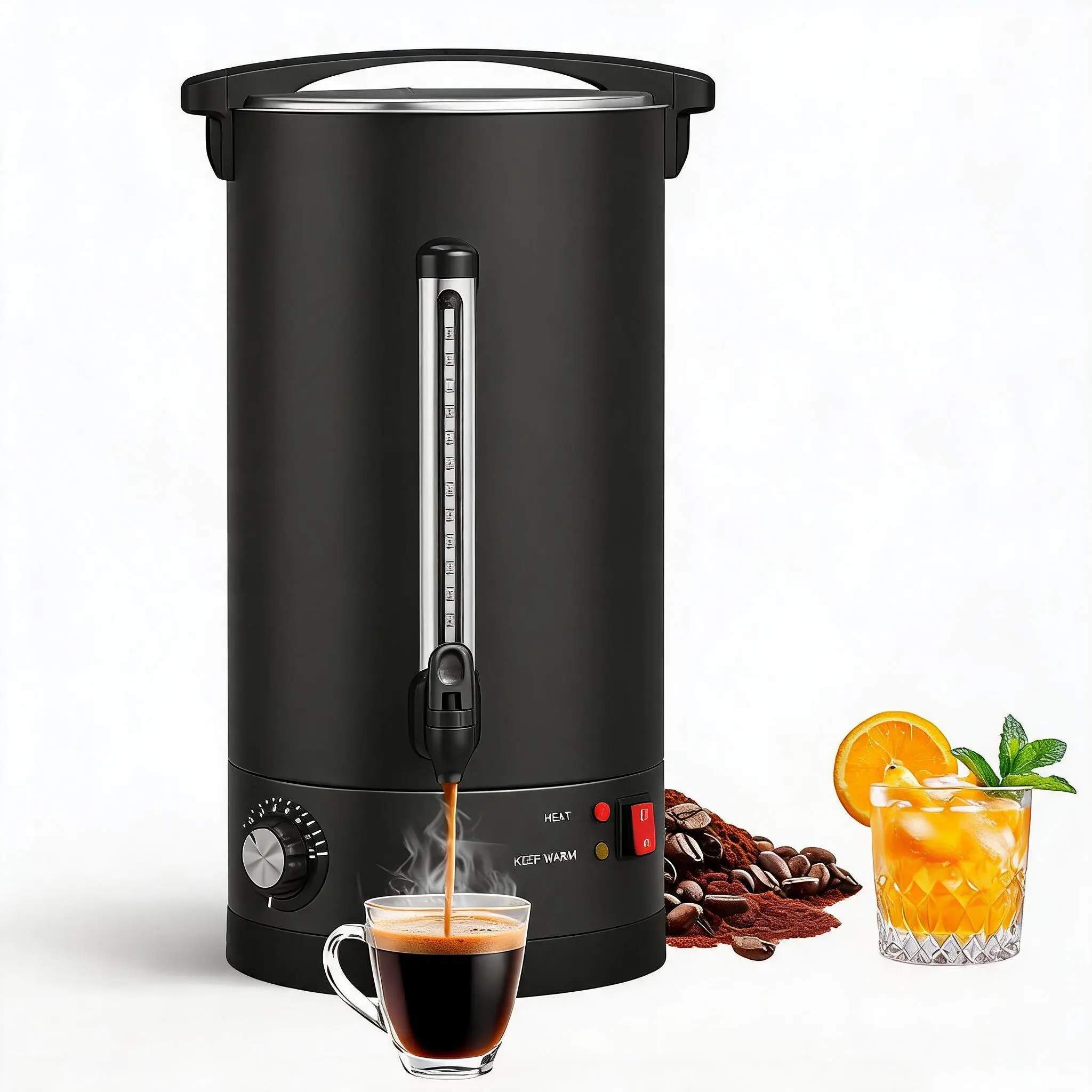 Commercial Coffee Urn – Double Wall Stainless Steel Electric Coffee Maker – Large Capacity Hot Beverage Dispenser – Ideal for Catering, Parties, Buffets – 18L