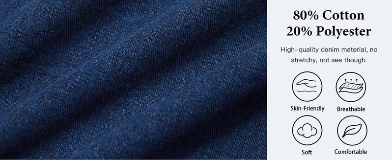 FMEYOA Womens Denim Shirt Dress Summer Collared V Neck Mini Casual Jean Dresses with Pockets