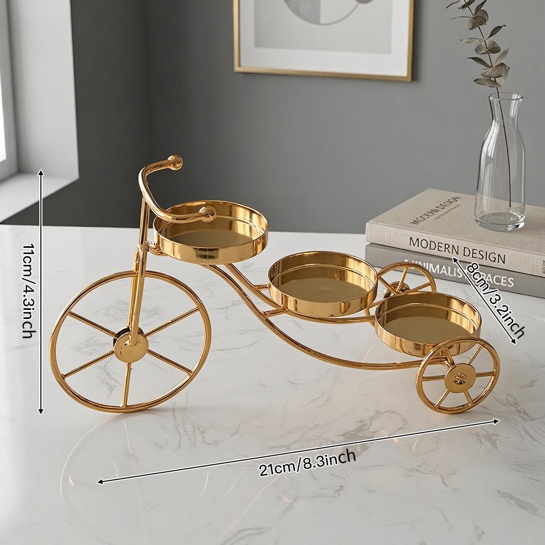 Elegant Three-Wheeled Metal Candle Holder, Vintage Iron Art Design, Romantic Dinner and Bedroom Decor, Ornamental Candle Accessories