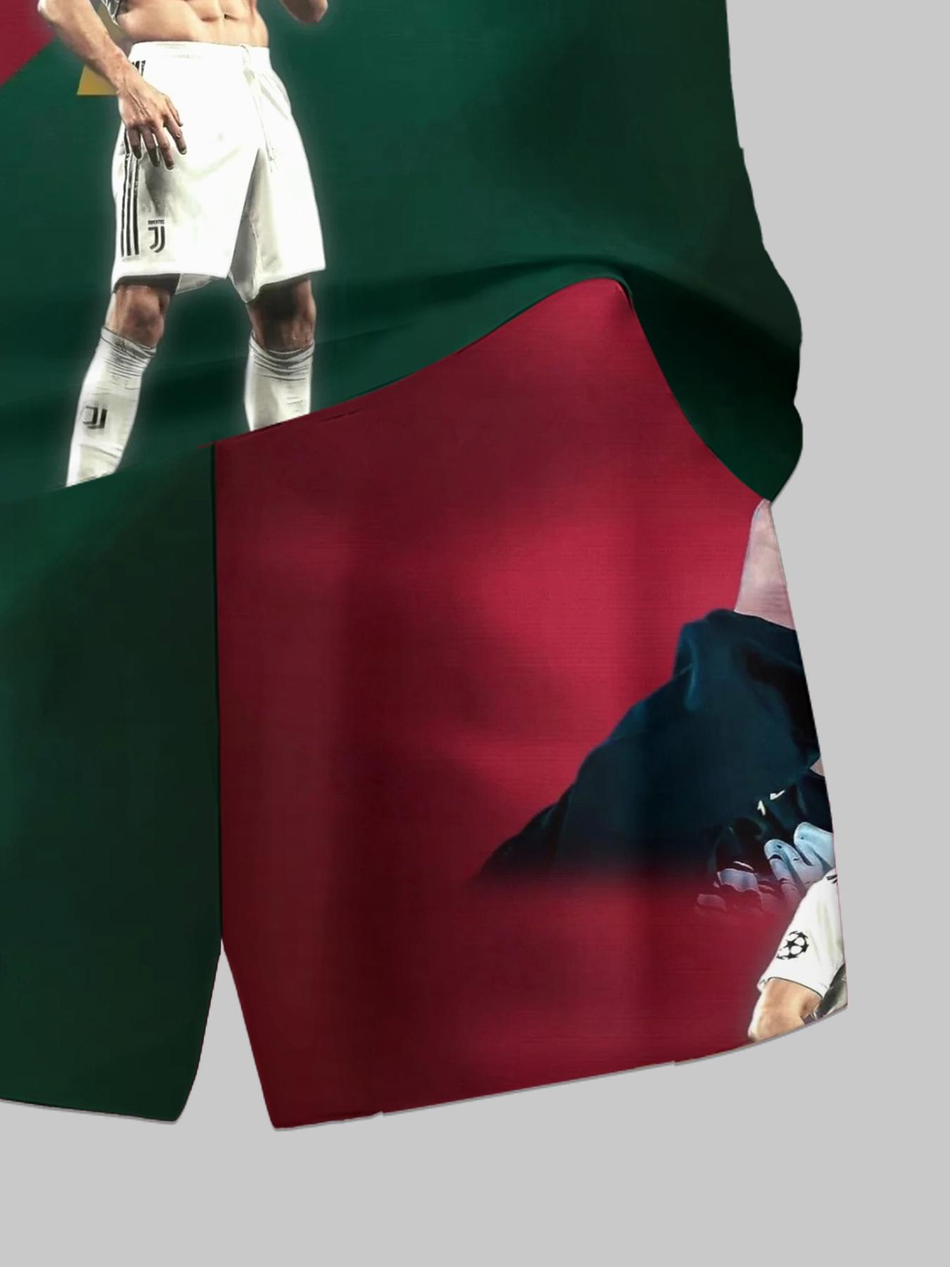 Cristiano Ronaldo Classic Celebration Printed Kids Sports Suit, Boys T-shirt & Shorts, Outdoor Football Training & Casual Two-Piece Set