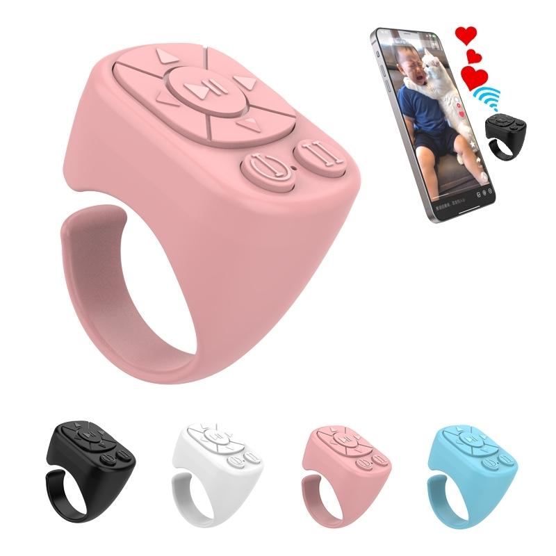 Multifunctional Ring Remote Control, 1pc Rechargeable Bluetooth-compatible Page Turning Ring, Camera Shutter Short Video and Music Remote Controller for iOS Android Phone,Cool Gadgets