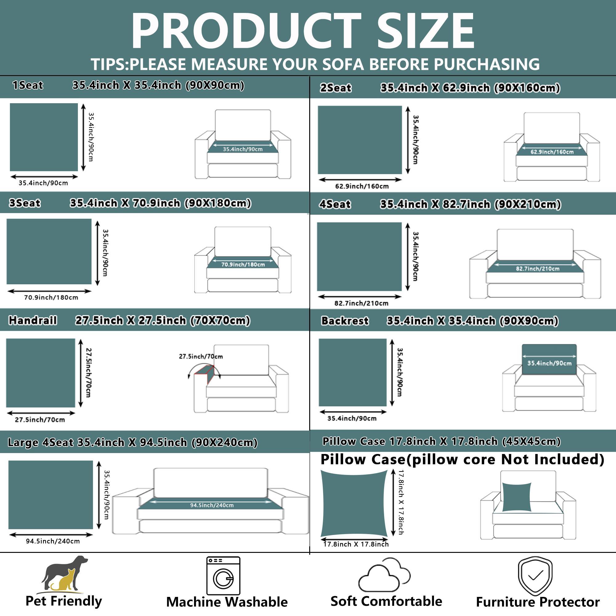 Vintage Style Chenille Sofa Pad, Cat Scratch Proof Sofa Protector, All-Season, Suitable for Living Room, Bedroom, Office, 100% Polyester Fiber