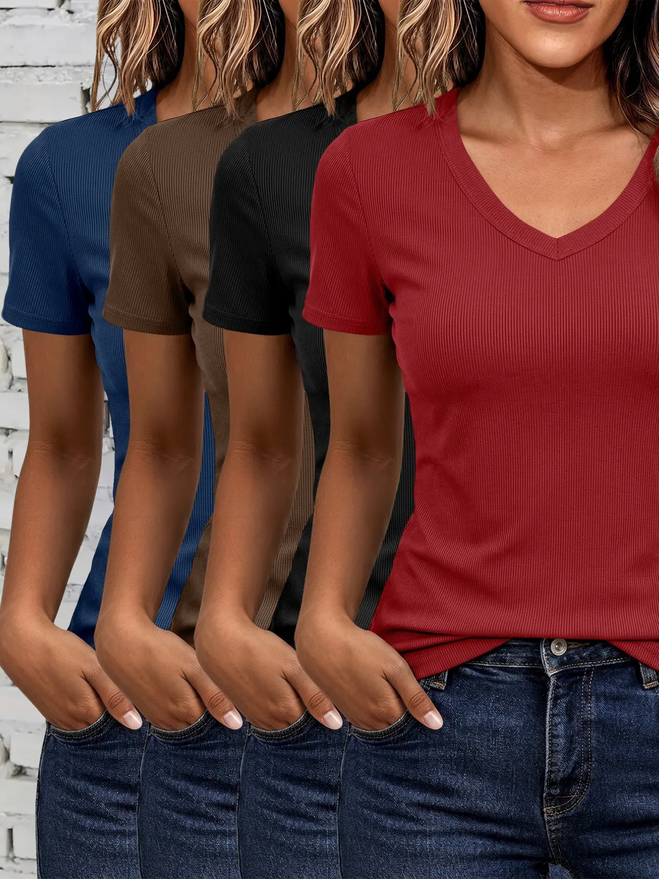 Red + Black + Coffee Brown + Blue