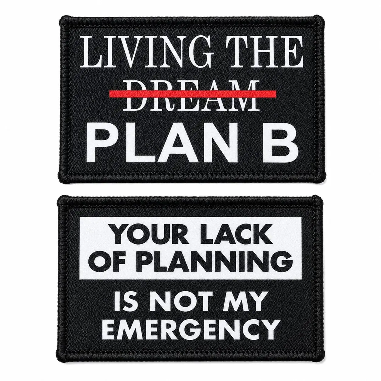 2PCS Funny Tactical Patch Set Printed Quote Morale Badge Hook Loop Plan B Patch for Backpack Vest Jacket Gear Airsoft Outdoor