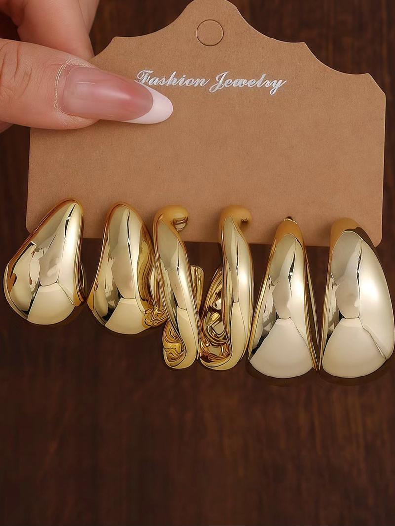 Women's Fashion Earrings Set, High Quality Earrings, C-Shaped Water Drop Design, Multiple Styles & Colors, Perfect for Daily Wear & Gift Ideas