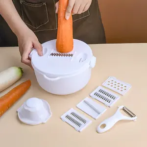 Multifunctional Slicer Washing Cutting Drain Basket Home Vegetable Cutter, Efficient Kitchen Tool for Fresh Produce Prep