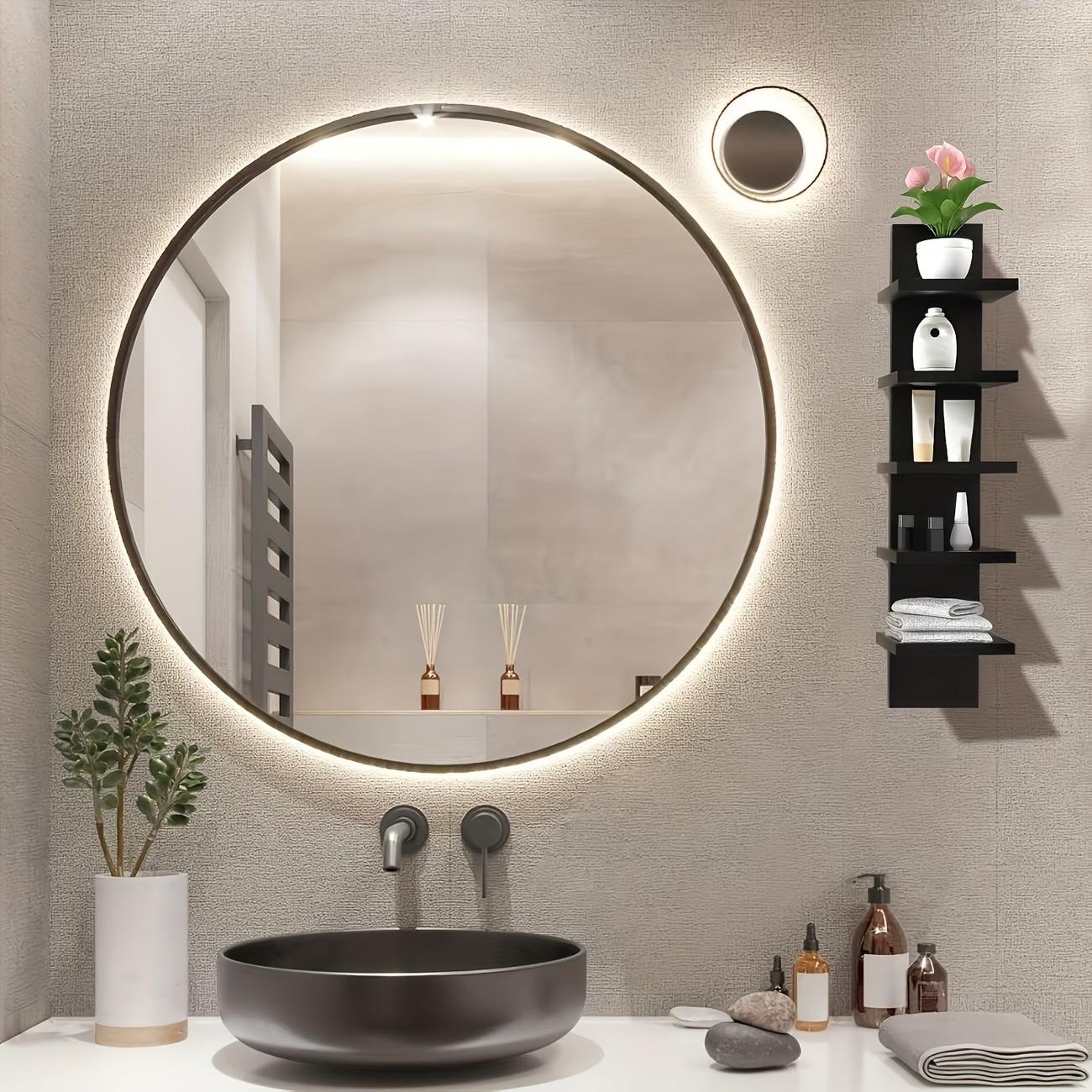 Five-Tier Floating Wall Shelf, Column Design, Space-Saving Modern Storage Unit, Easy Installation, No Metal Fittings, Bedroom & Living Room, Wall Mounted Shelf