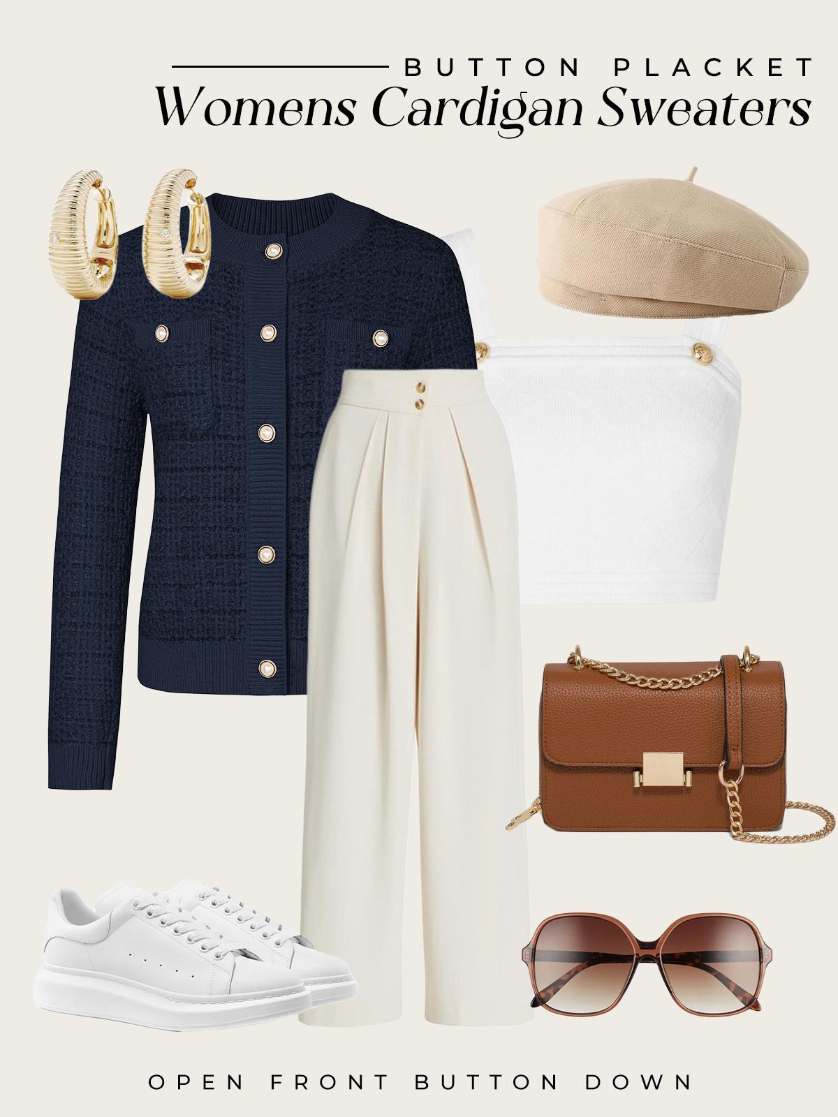 GRACE KARIN Womens Open Front Button Down Long Sleeve Texture Knit Cardigan Sweaters with Pockets GRACE KARIN Womens Open Front Button Down Long Sleeve Texture Knit Cardigan Sweaters with Pockets