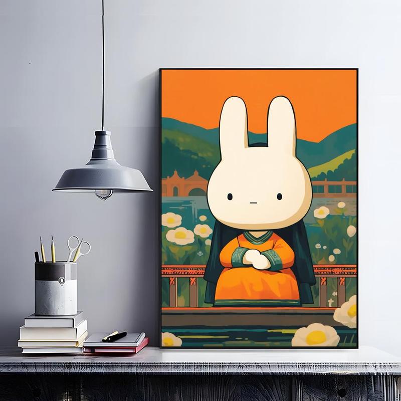 Cute Cartoon M-miffyS Poster HD self-adhesive fade-proof waterproof wrinkle-resistant poster stickers suitable for living room bedroom dormitory cafe bar background decoration wallpaper and gifts