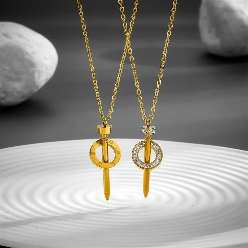 Titanium Steel Clavicle Nail Necklace - Elegant, Glossy, Waterproof, Non-Fade Unisex Jewelry for Sports & Outdoor Enthusiasts, Dating, All Seasons Daily Wear