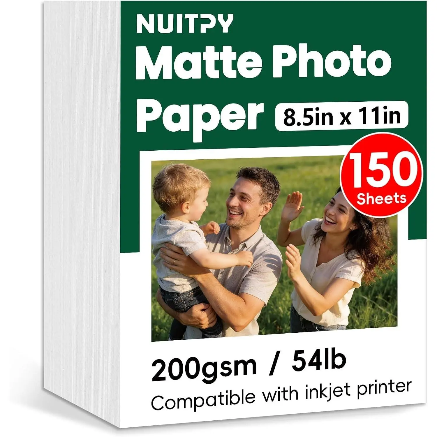150 Sheets Matte Photo Paper, 8.5in x 11in, 200GSM / 54lb | Inkjet Photo Printer Paper, Picture Paper for Photos, Calendars, Brochures, Cards, Menus