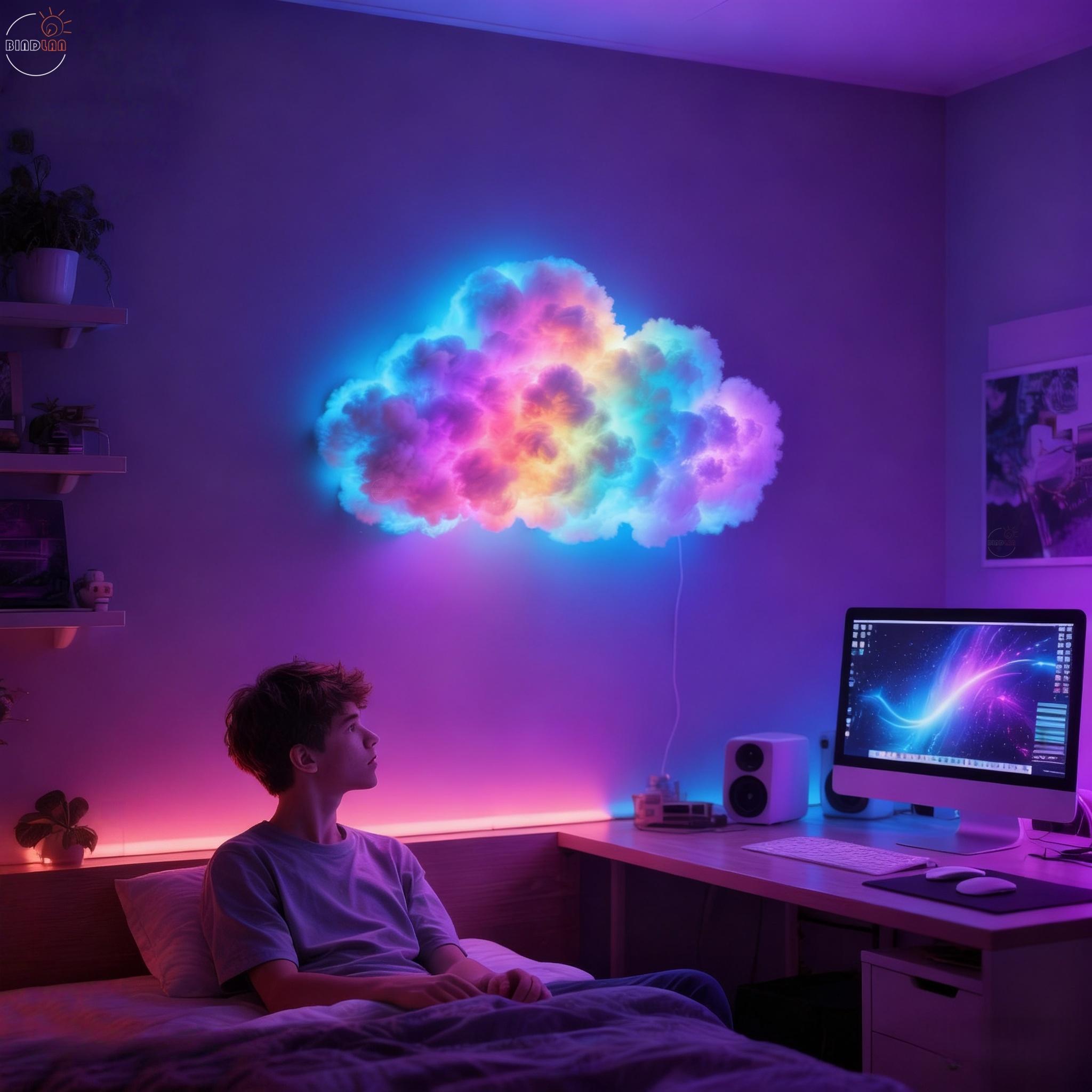 1pc 3D Thundercloud Light, Music Sync Smart Lamp, RGB Color Changing LED Strip, USB Powered – DIY Shapable Cloud Light for Bedroom, Gaming Room, Birthday Party Ambiance. Festival Decor, Wall/Ceiling Night Light, Background Lamp, Home Bedroom Lighting.