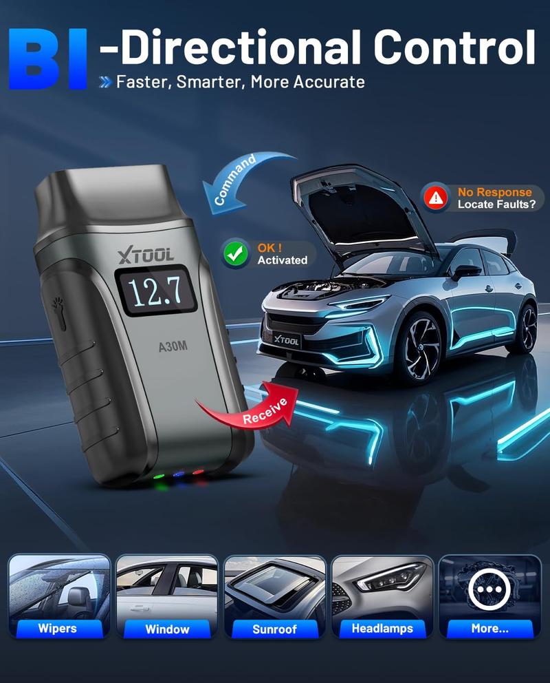 XTOOL A30M Bluetooth OBD2 Scanner: Bidirectional All-System Diagnostic Tool with 26+ Resets & Free Updates