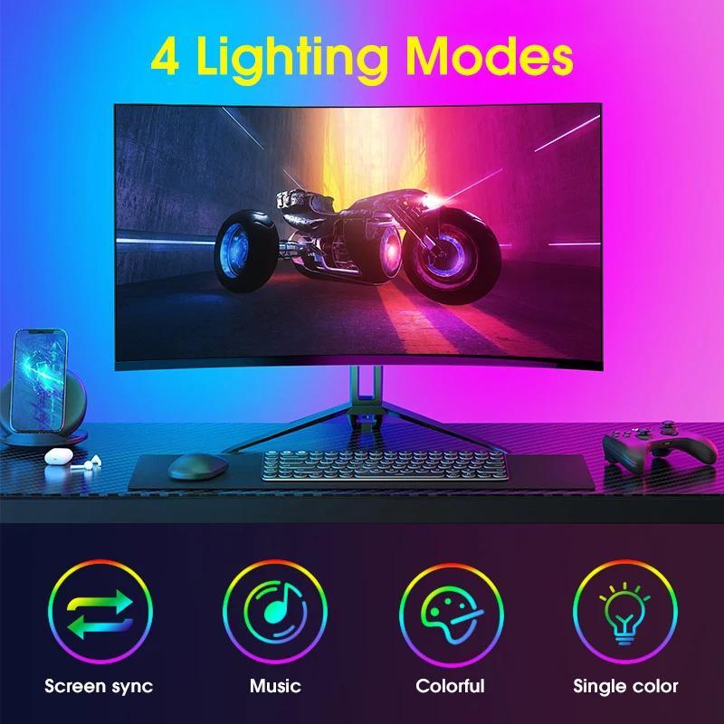 Ntaanoo 2026 USB Powered LED RGB Color Changing Strip Light with App Control Real-time Sync for TV Computer Bedroom Living Room Night Lamp Decorative LED TV Background Light Ntaanoo 2026 USB Powered LED RGB Color Changing Strip Light with App Control Real-time Sync for TV Computer Bedroom Living Room Night Lamp Decorative LED TV Background Light