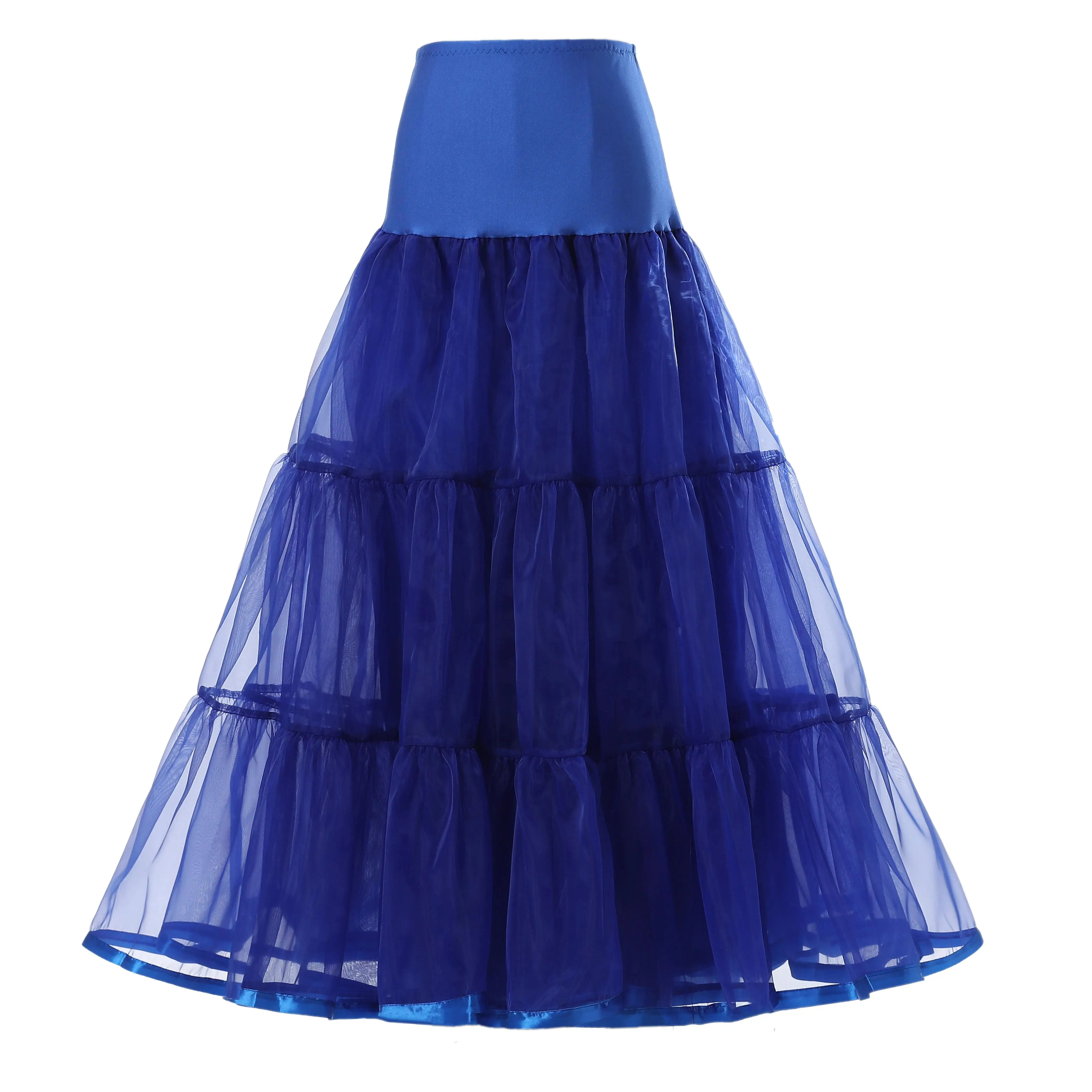 WOWBRIDAL 95CM Long Petticoat Ruffled Crinoline Vintage Wedding Bridal for Dresses Underskirt Rockabilly Tutu